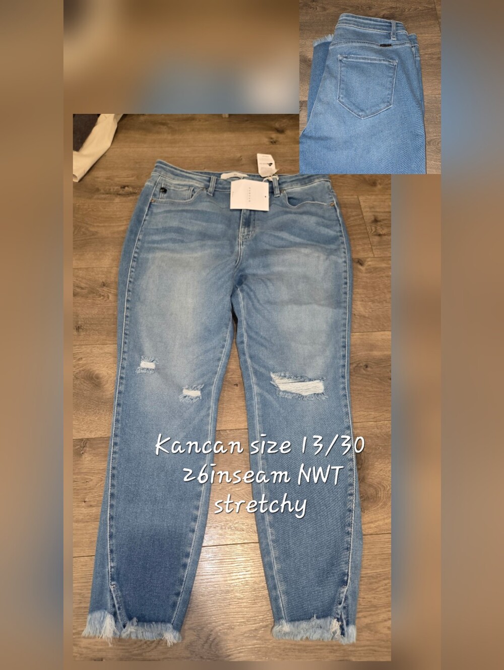 Kancan High-Rise Distressed Light Blue Jeans - Size 13/30